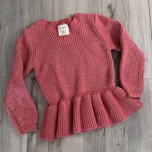 Okie Dokie Metallic Thread Cable Knit Sweater Girls Size 5T Pullover Flare Waist